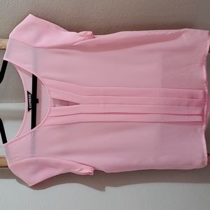 Express Women's Short Sleeve Pink Top Blouse | Small